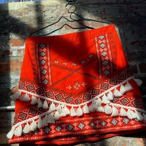 Boho chic RiverIsland skirt, size 16 in red